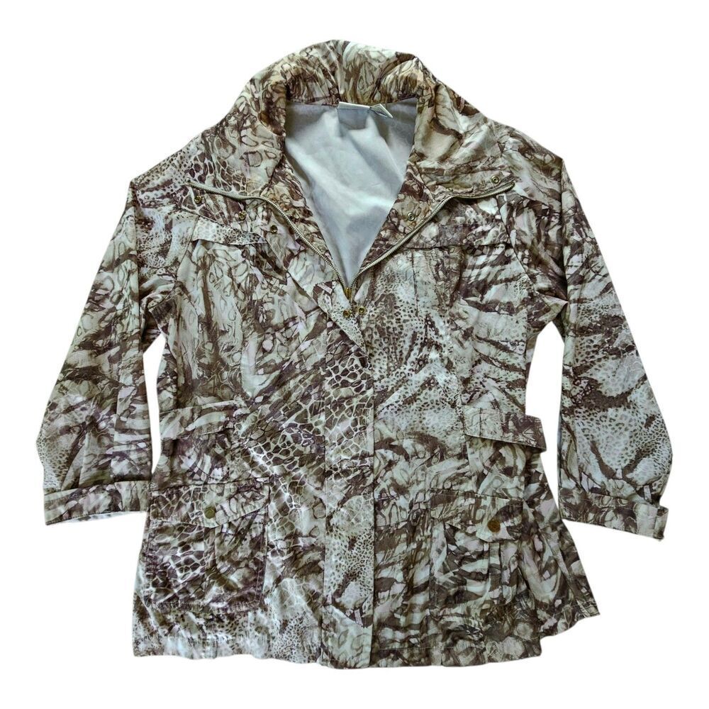 Chico's Zenergy Animal Print Polyester Zip-Front Windbreaker Rain Jacket XL (3)